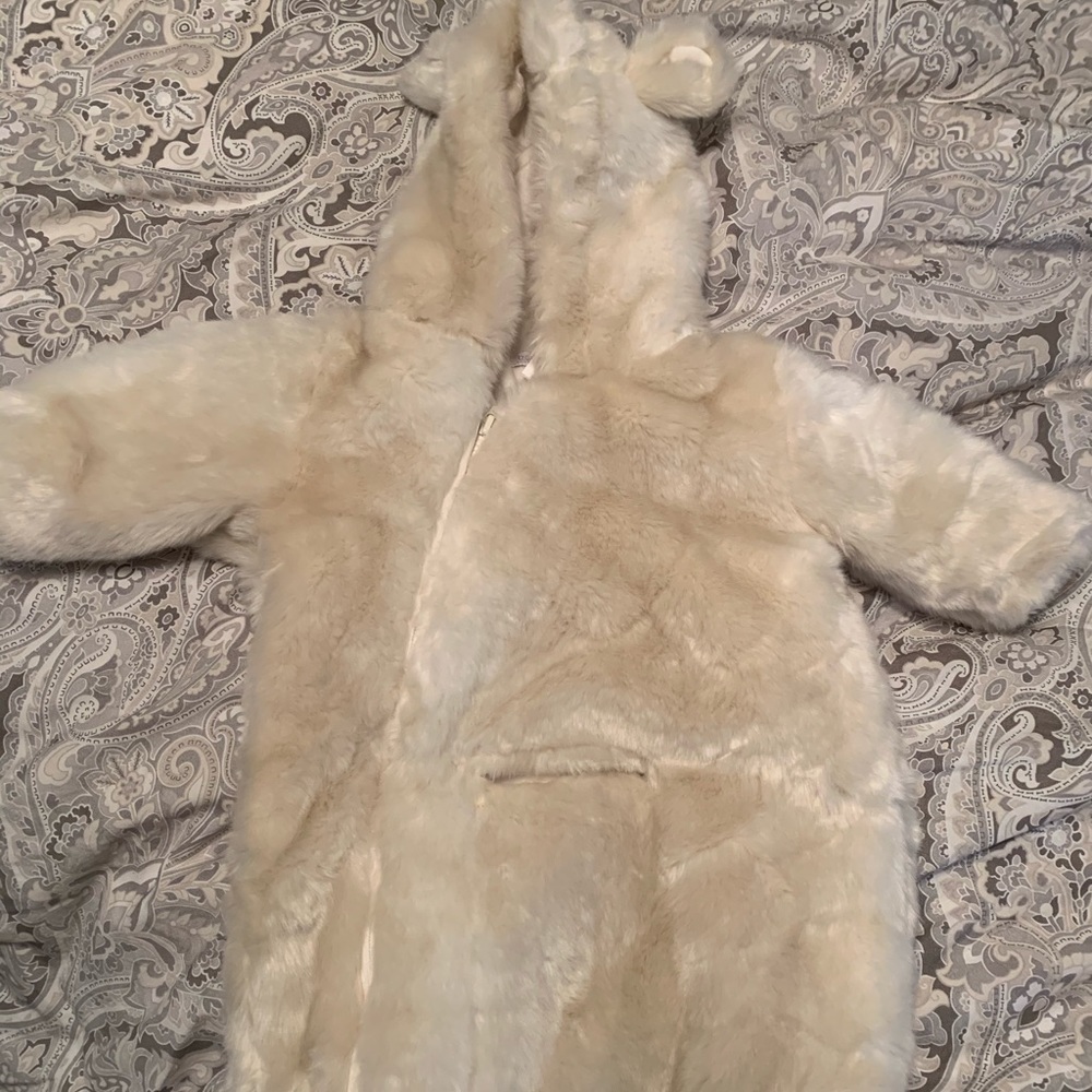 Restoration Hardware Faux Fur Baby Bunting-Ivory
